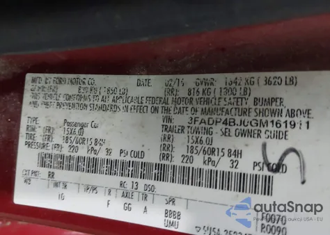 2016 Ford Fiesta Se из США, поврежденный, VIN 3FADP4BJ0GM161911